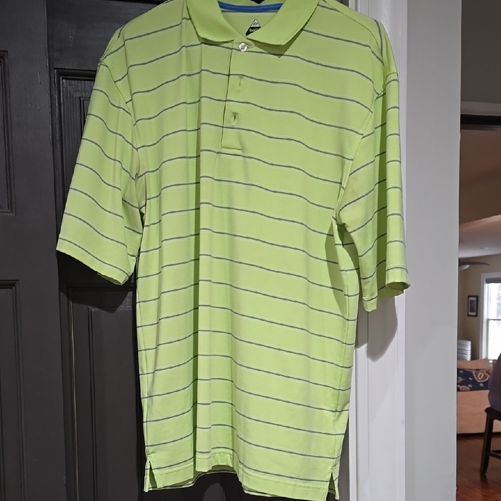 Bolle Men's Green Striped Polo Shirt. Bolle